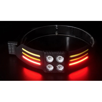 Lanterna de cap 6806 profesionala cu 6 benzi COB si 4 LED Acumulator de 1200mAh Senzor miscare 800 lumeni