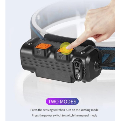 Lanterna de cap LED COB cu inductie W678 si 3 moduri iluminare USB 3W