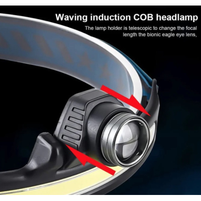Lanterna de cap LED COB cu inductie W678 si 3 moduri iluminare USB 3W