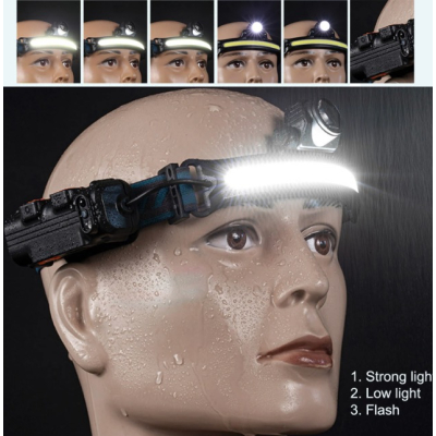 Lanterna de cap LED COB cu inductie W678 si 3 moduri iluminare USB 3W