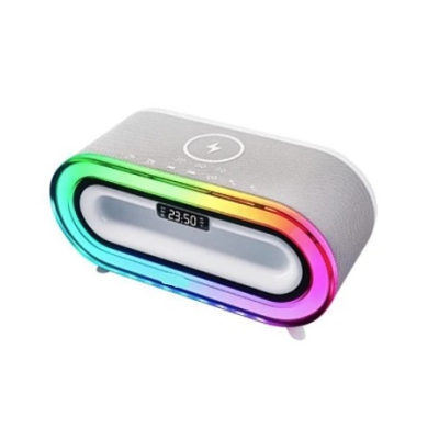 Boxa portabila MD S306 cu incarcare wireless LED RGB ceas si alarma
