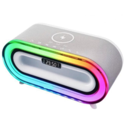 Boxa portabila MD S306 cu incarcare wireless LED RGB ceas si alarma
