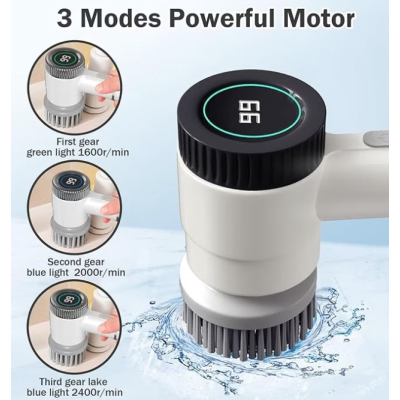 Perie electrica de curatare 5 in 1 wireless cu display digital pentru casa si masina