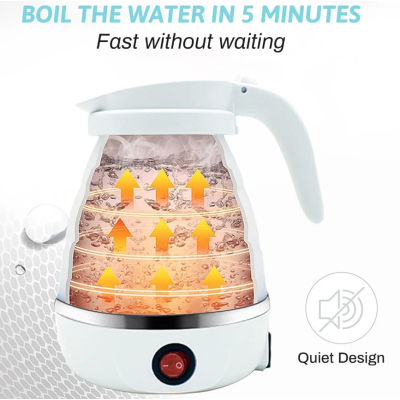 Fierbator electric tip cana pliabil Silicon/Inox putere 600W capacitate 0.6L ALB