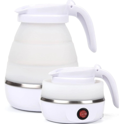 Fierbator electric tip cana pliabil Silicon/Inox putere 600W capacitate 0.6L ALB