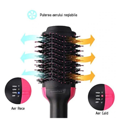 Perie fixa pentru par cu aer cald putere 1000W One Step 3 in 1