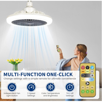 Aplica LED cu 3 functii ventilator incorporat fasung E27 putere 30W