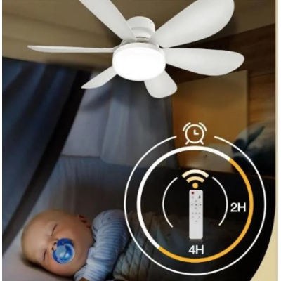Ventilator tip bec cu Lumina LED functie de temporizare telecomanda design elegant cu 5 palete