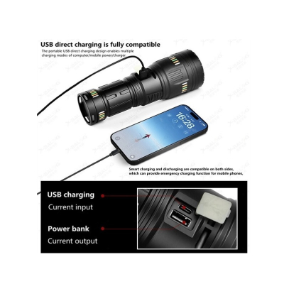 Lanterna profesionala BL G601 fiabilitate 4 acumulatori 18650 Incarcare USB