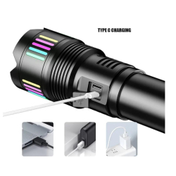 Lanterna profesionala de mana CB 802 cu indicator baterie si incarcare usb C