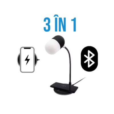 Lampa de birou cu incarcator wireless pentru telefon cu boxa bluetooth pliabila