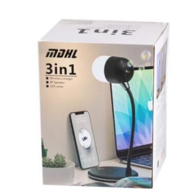 Lampa de birou cu incarcator wireless pentru telefon cu boxa bluetooth pliabila