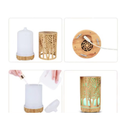 Umidificator aromaterapie lumina led in 7 culori model copaci culoare lemn deschis