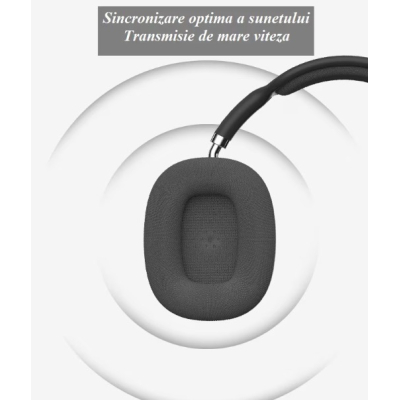 Casti audio P9 Pro Max Wireless Bluetooth sunet 3D difuzor HiFi NEGRU