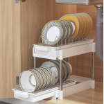 Scurgator vase cu 2 nivele sistem de glisare si scurgere a apei 38 x 20 x 31 cm alb