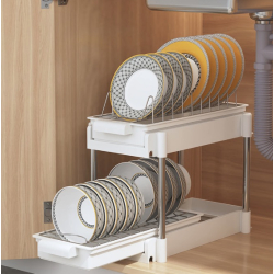 Scurgator vase cu 2 nivele sistem de glisare si scurgere a apei 38 x 20 x 31 cm alb