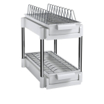 Scurgator vase cu 2 nivele sistem de glisare si scurgere a apei 38 x 20 x 31 cm alb