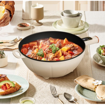 Tigaie electrica multifunctionala 2 in 1 cu capac 30cm capacitate 4L putere 1350W gatire fara aragaz