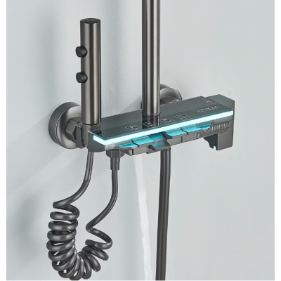 Set de dus inteligent pentru baie cu afisaj digital mixer pentru baie cu 4 functii dus tip ploaie si bideu