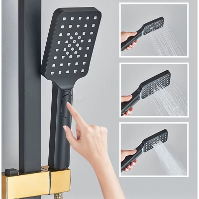 Set coloana de dus PREMIUM cu design elegant in NEGRU si AURIU