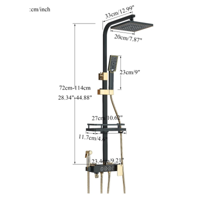 Set coloana de dus PREMIUM cu design elegant in NEGRU si AURIU