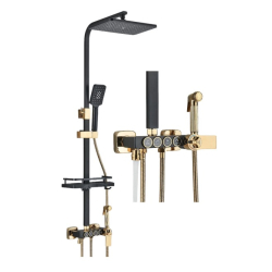 Set coloana de dus PREMIUM cu design elegant in NEGRU si AURIU