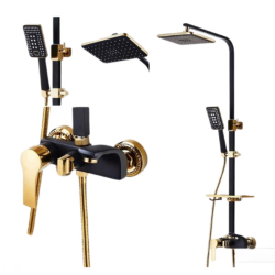 Set coloana de dus PREMIUM cu design elegant in NEGRU si AURIU