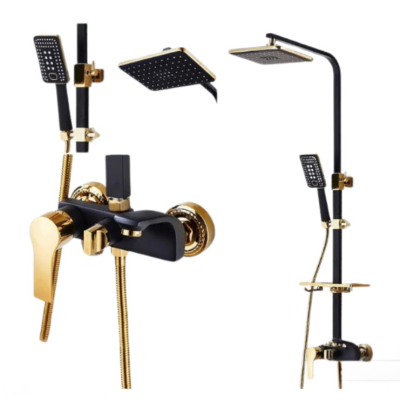 Set coloana de dus PREMIUM cu design elegant in NEGRU si AURIU