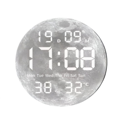 Ceas de perete digital elegant cu LED alimentat prin USB functii de zi data si temperatura  JG1003