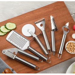 Set 20 Piese ustensile de bucatarie si cutite cu suport elegant tocator si accesorii