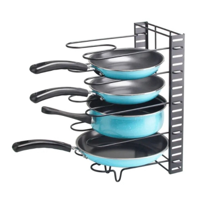 Suport organizator metalic pentru oale si tigai cu 5 rafturi