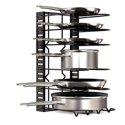 Suport organizator metalic pentru oale si tigai cu 5 rafturi