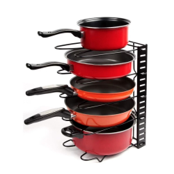 Suport organizator metalic pentru oale si tigai cu 5 rafturi