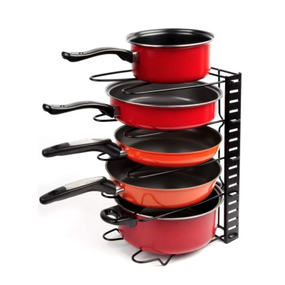 Suport organizator metalic pentru oale si tigai cu 5 rafturi