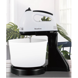 Mixer electric cu bol plastic MM 133B putere 300W cu 4 accesorii si 7 viteze