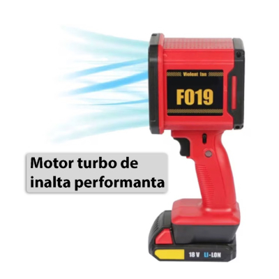Suflanta F019 turbo violent fan putere extrema 110.000 RPM acumulator 18V control viteza