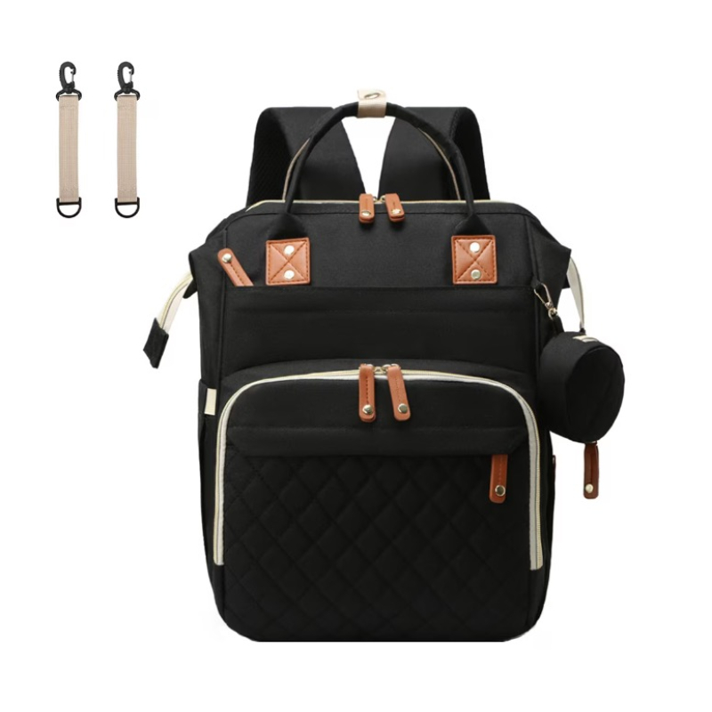 Rucsac multifunctional pentru Scutece Bebelusi atasabil pe manerul caruciorului cu patut pliabil NEGRU