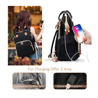 Rucsac multifunctional pentru Scutece Bebelusi atasabil pe manerul caruciorului NEGRU