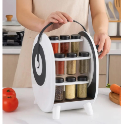 Suport Rotativ portabil pentru Condimente cu 18 Borcane