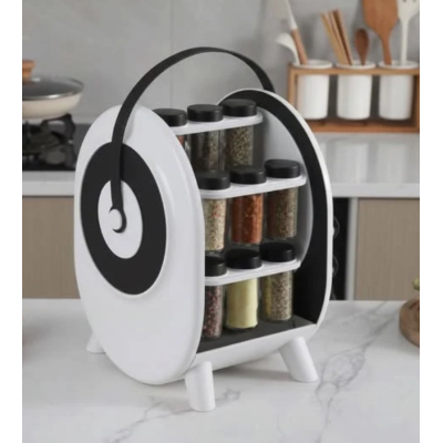 Suport Rotativ portabil pentru Condimente cu 18 Borcane