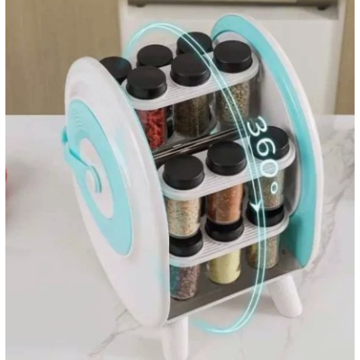 Suport Rotativ portabil pentru Condimente cu 18 Borcane