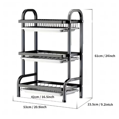 Scurgator vase pliabil pe 3 nivele uscator farfurii suport din Inox