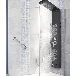 Panou de dus cu hidromasaj Inox Functie ploaie/cascada/jeturi masaj NEGRU MAT