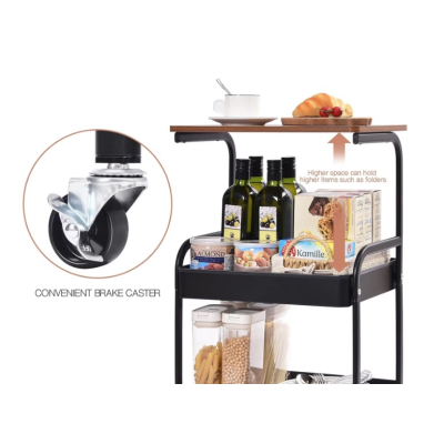 Raft de depozitare cu roti 3 nivele cu blocare mobil si versati