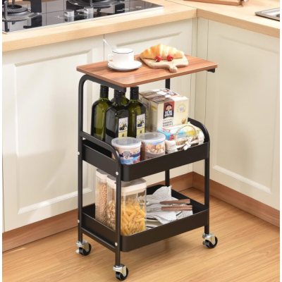 Raft de depozitare cu roti 3 nivele cu blocare mobil si versati