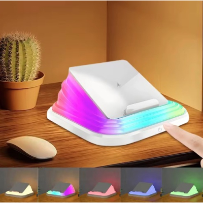 Lampa de noapte LED A92 pliabila incarcare wireless 25W alba 138x138mm