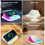 Lampa de noapte LED A92 pliabila incarcare wireless 25W alba 138x138mm