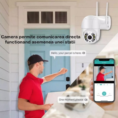 Camera de supraveghere video wireless pentru exterior rotatie 360 de grade mod de vedere nocturna