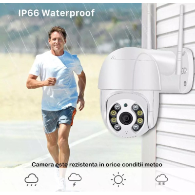 Camera de supraveghere video wireless pentru exterior rotatie 360 de grade mod de vedere nocturna