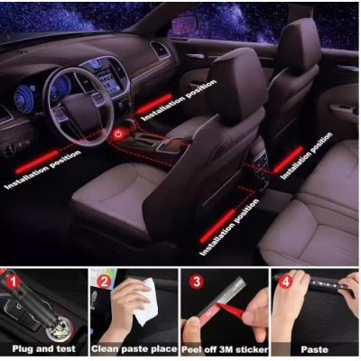 Lumini ambientale auto Q CD58 Kit interior LED RGB cu telecomanda Model 9 Led